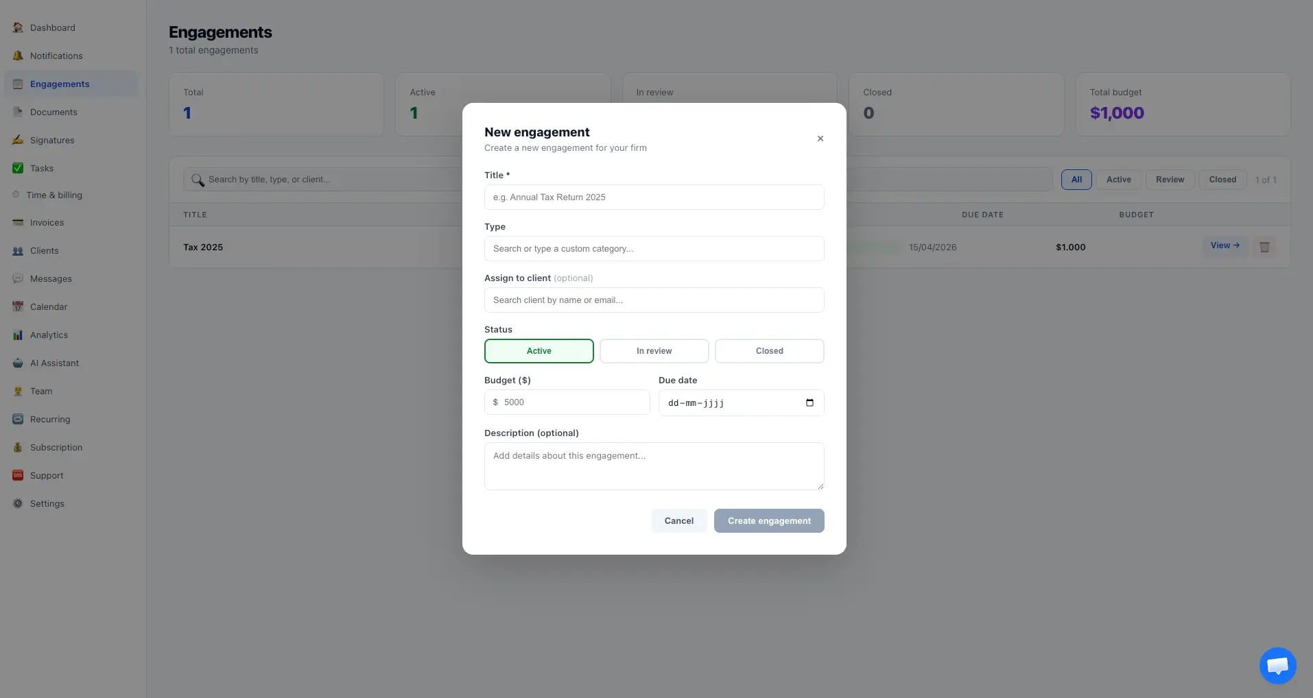 Engagements - Manage every client project