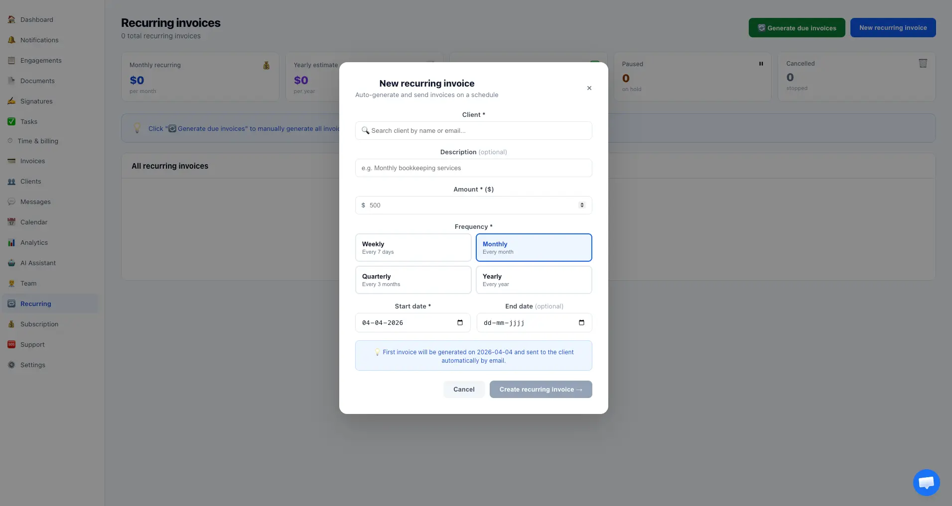 Recurring Invoices - Automate your billing